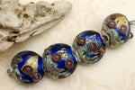 10410012 - Four Cobalt Treasure Lentil Beads
