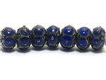 10410201 - Seven Cobalt w/Metal Dots Rondelle Beads