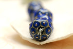 10410201 - Seven Cobalt w/Metal Dots Rondelle Beads