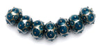 10410301 - Seven Teal w/Metal Dots Rondelle Beads