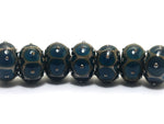10410301 - Seven Teal w/Metal Dots Rondelle Beads