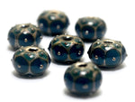 10410301 - Seven Teal w/Metal Dots Rondelle Beads