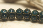 10410301 - Seven Teal w/Metal Dots Rondelle Beads