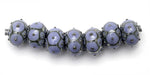 10410501 - Seven Periwinkle w//Metal Dots Rondelle Beads