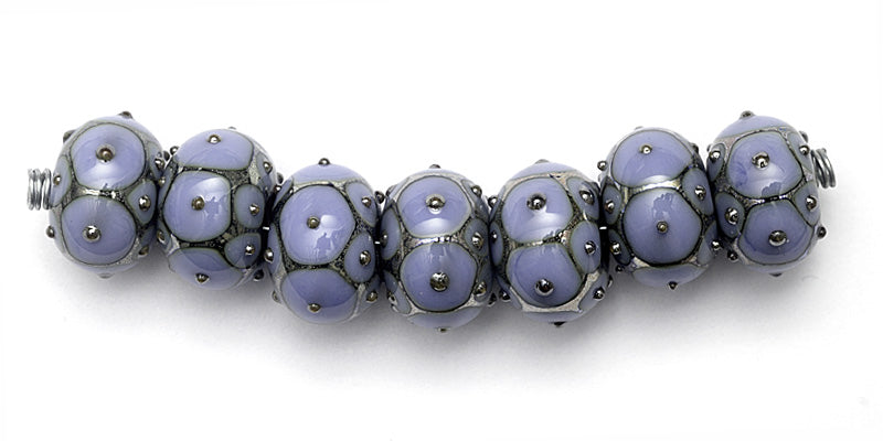 10410501 - Seven Periwinkle w//Metal Dots Rondelle Beads