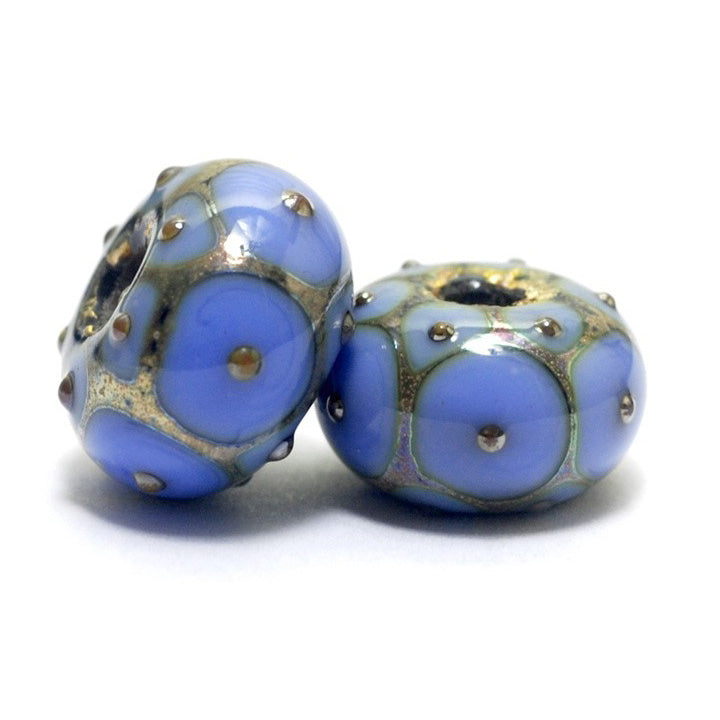 10410501 - Seven Periwinkle w//Metal Dots Rondelle Beads