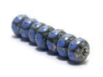 10410501 - Seven Periwinkle w//Metal Dots Rondelle Beads