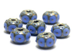 10410501 - Seven Periwinkle w//Metal Dots Rondelle Beads