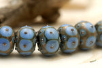 10410501 - Seven Periwinkle w//Metal Dots Rondelle Beads
