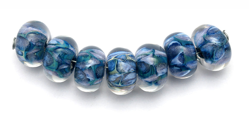 10410601 - Seven Soft Blueberry Rondelle Beads