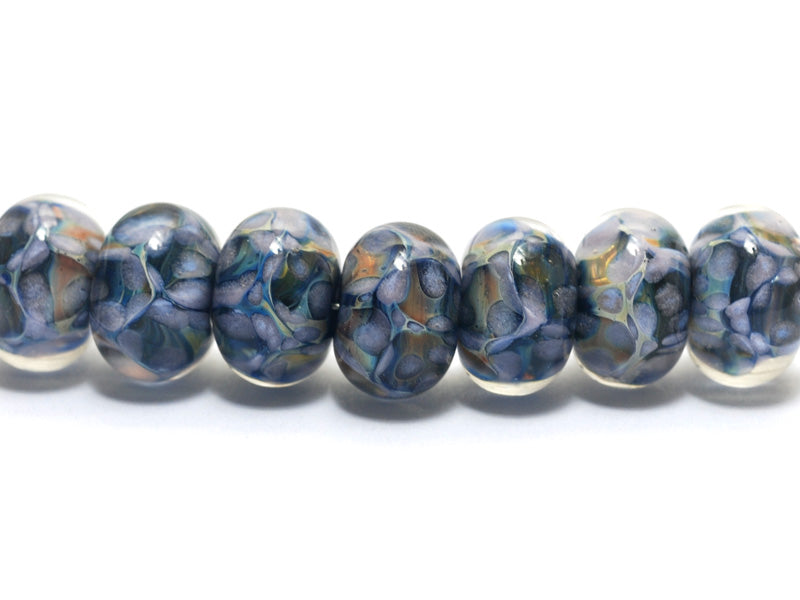 10410601 - Seven Soft Blueberry Rondelle Beads