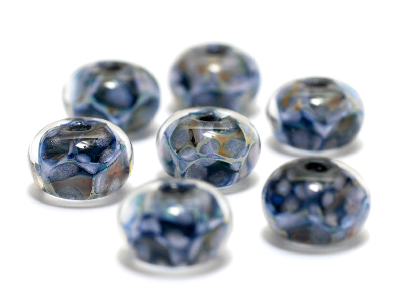 10410601 - Seven Soft Blueberry Rondelle Beads