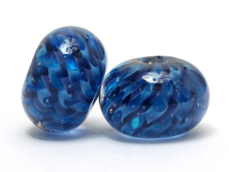10410821 - Six Blueberry Hard Candy Rondelle Beads