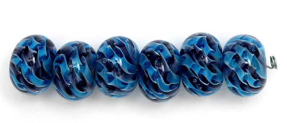 10410821 - Six Blueberry Hard Candy Rondelle Beads