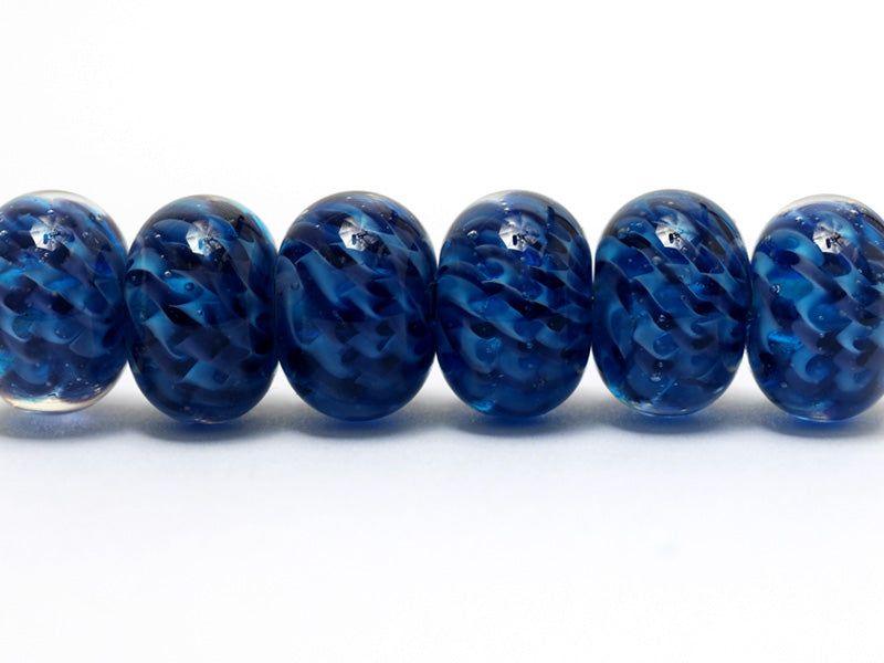 10410821 - Six Blueberry Hard Candy Rondelle Beads