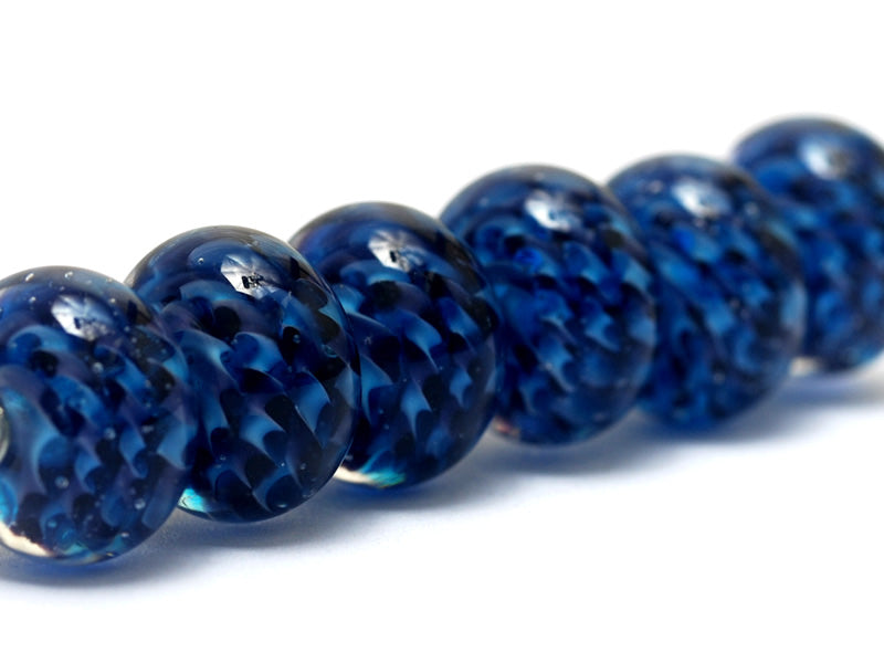 10410821 - Six Blueberry Hard Candy Rondelle Beads