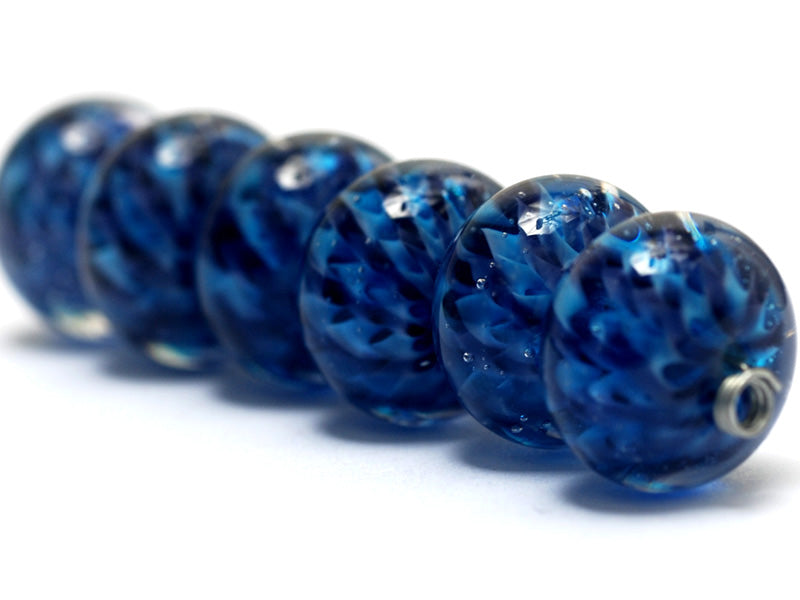 10410821 - Six Blueberry Hard Candy Rondelle Beads