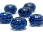 10410821 - Six Blueberry Hard Candy Rondelle Beads