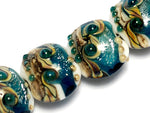 10410912 - Four Teal Stardust Lentil Beads