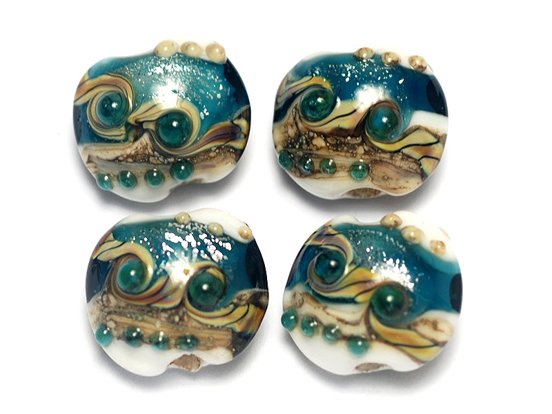 10410912 - Four Teal Stardust Lentil Beads