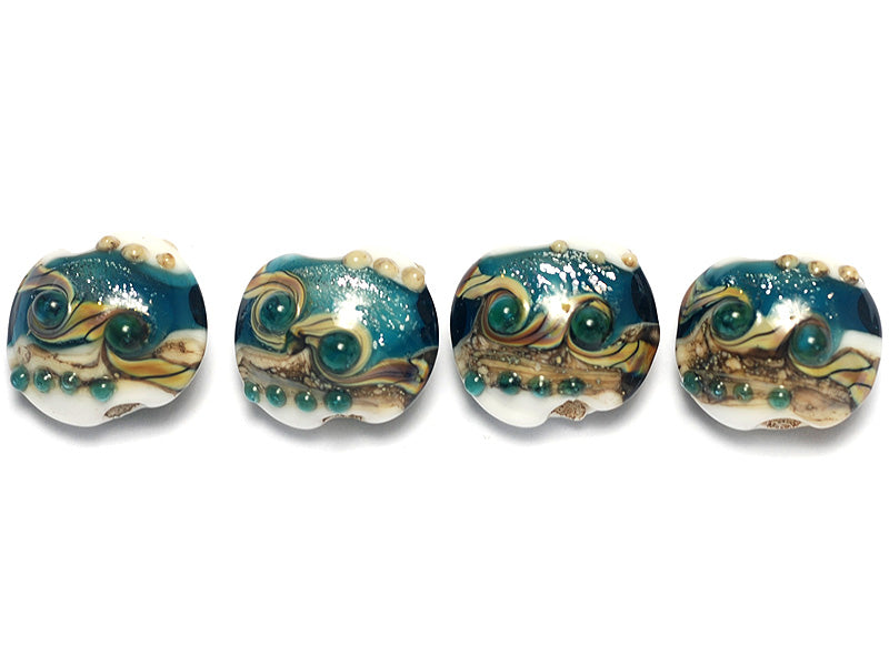 10410912 - Four Teal Stardust Lentil Beads