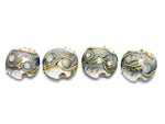 10411012 - Four Sweet Blue Stardust Lentil Beads