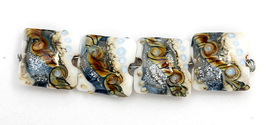 10411014 - Four Sweet Blue Stardust Pillow Beads