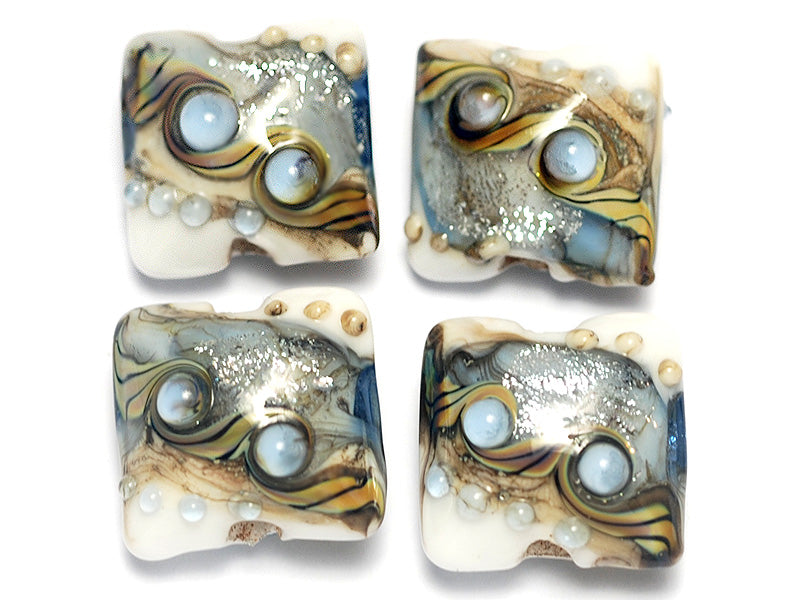 10411014 - Four Sweet Blue Stardust Pillow Beads