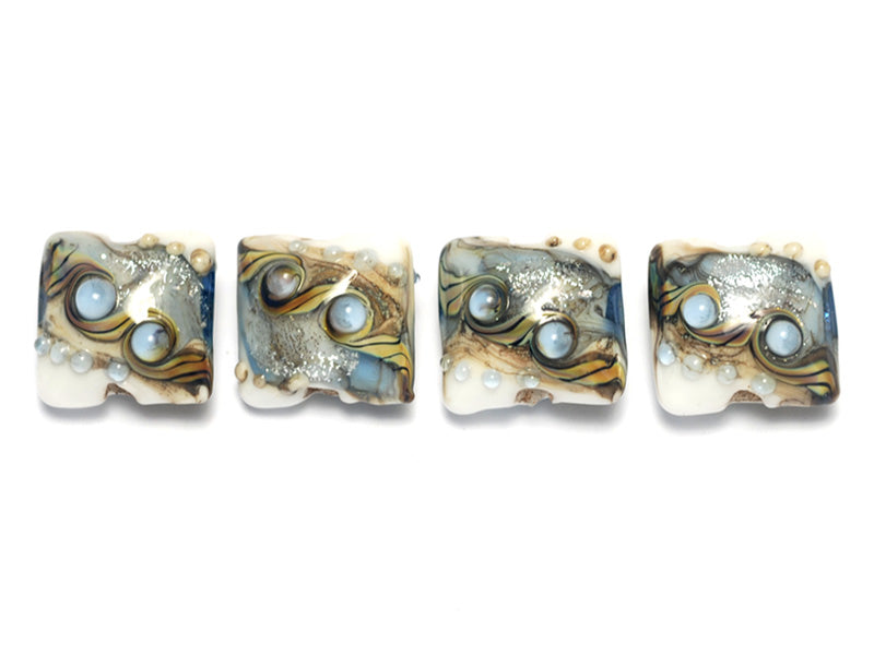 10411014 - Four Sweet Blue Stardust Pillow Beads