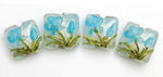 10411314 - Four Maya Blue Flower Pillow Beads