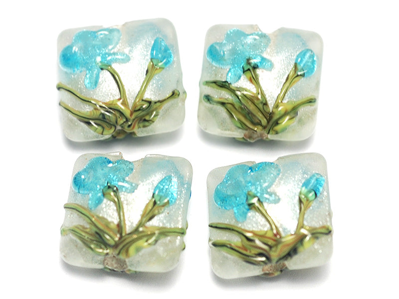 10411314 - Four Maya Blue Flower Pillow Beads
