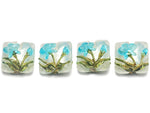 10411314 - Four Maya Blue Flower Pillow Beads