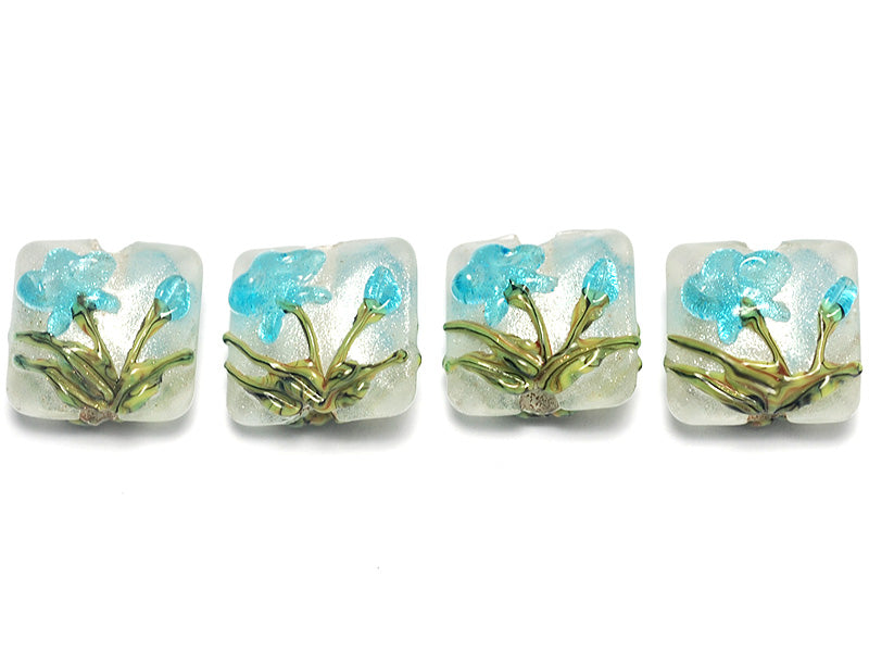 10411314 - Four Maya Blue Flower Pillow Beads