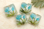 10411314 - Four Maya Blue Flower Pillow Beads