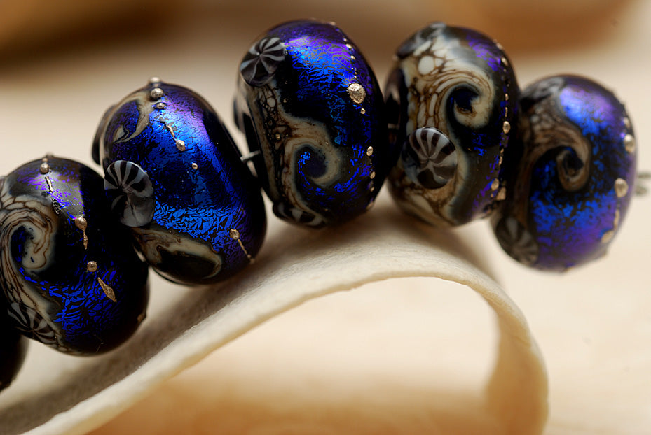 10411401 - Seven Cobalt Celestial Rondelle Beads