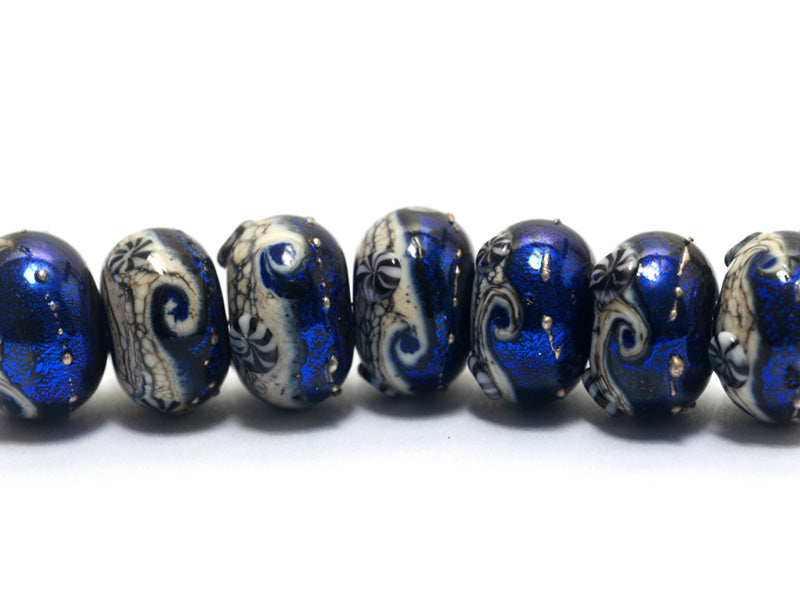 10411401 - Seven Cobalt Celestial Rondelle Beads