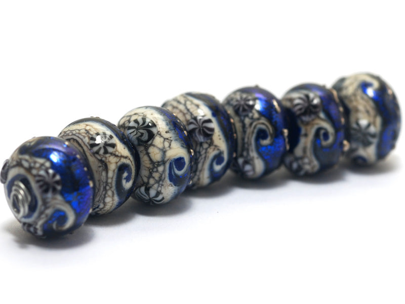 10411401 - Seven Cobalt Celestial Rondelle Beads