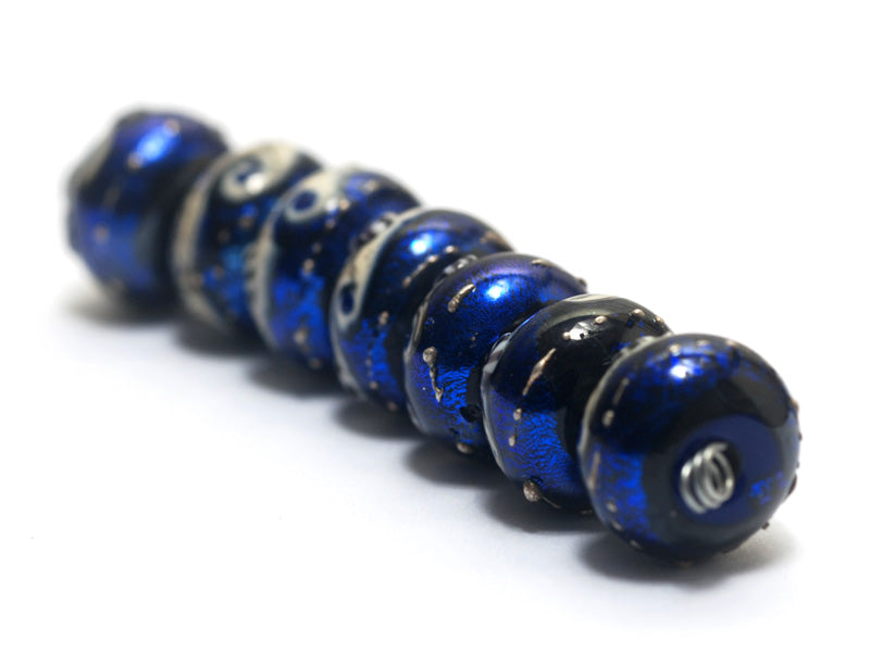 10411401 - Seven Cobalt Celestial Rondelle Beads