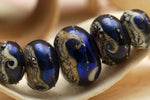 10411411 - Five Graduated Cobalt Celestial Rondelle Beads