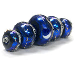 10411411 - Five Graduated Cobalt Celestial Rondelle Beads