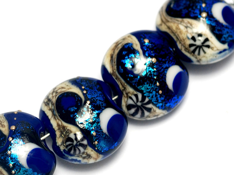 10411412 - Four Cobalt Celestial Lentil Beads