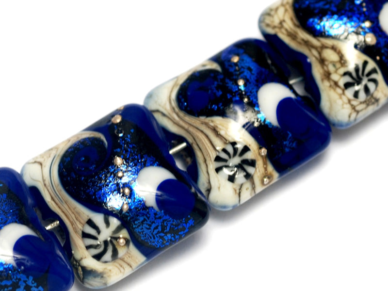 10411414 - Four Cobalt Celestial Pillow Beads