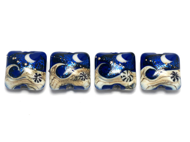 10411414 - Four Cobalt Celestial Pillow Beads