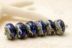 10411421 - Six Cobalt Celestial Rondelle Beads