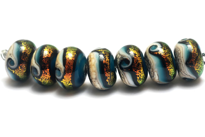 10411501 - Seven Romantic Isle Waves Rondelle Beads