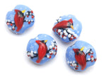 10411612 - Four Winter Red Cardinal Lentil Beads