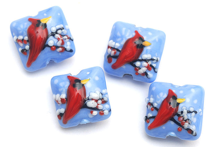 10411614 - Four Red Cardinal Pillow Beads