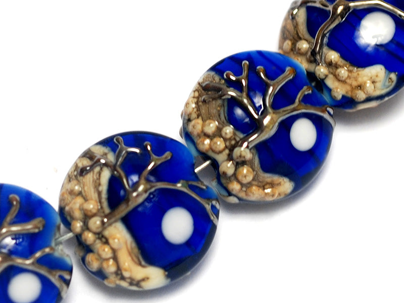 10801912 - Four Amber Wave Lentil Beads