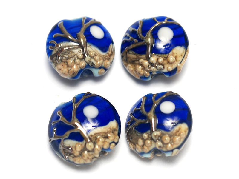 10801912 - Four Amber Wave Lentil Beads