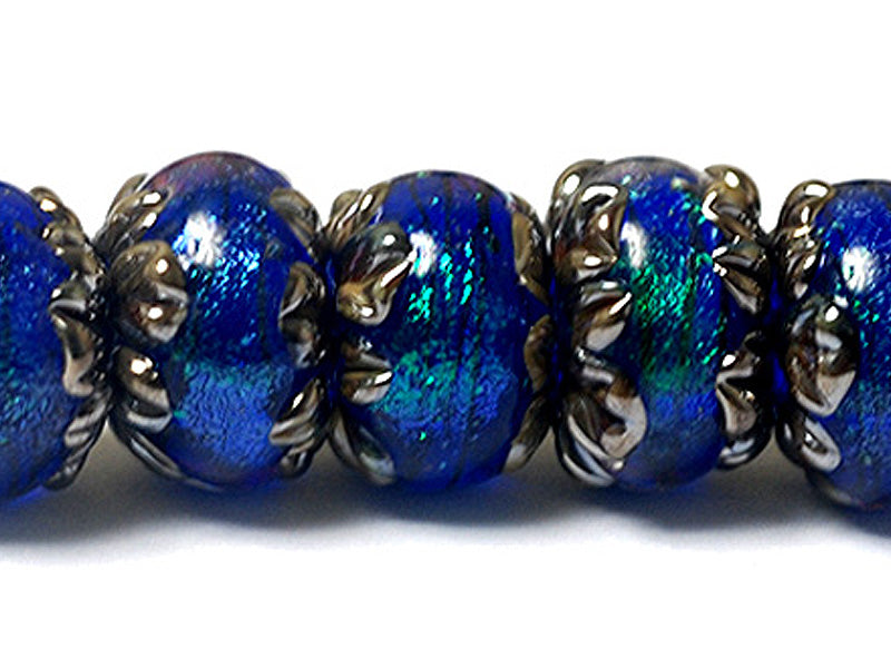10413001 - Seven Sapphire Sea Shimmer Rondelle Beads